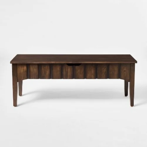 Palma Wood Base Storage Ottoman Dark Brown - Threshold&trade; designed with Studio McGee