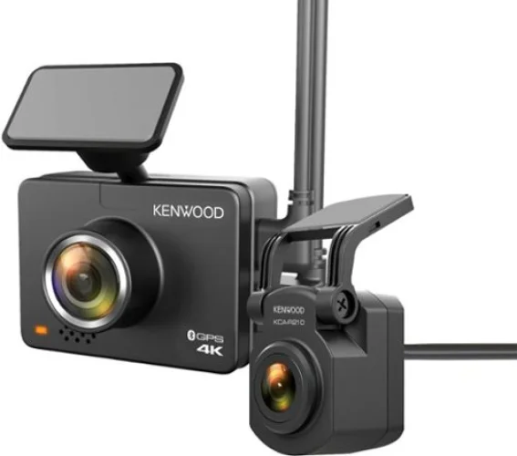 Kenwood - DRV-A610WDP Dual camera system- Compact 4K HD dash camera w/ 2" display, Wi-Fi, and GPS) rear-view cam and SD Card - Black