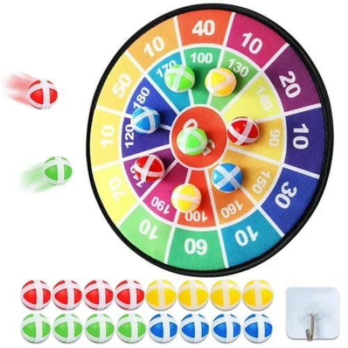 Dart Board Games for Kids,Ideal Indoor and Party Games 28.3Inches Safe Dart Board with 16 Sticky Balls, Best Sport Toys Gifts for 3 + Years Old Boys and Girls