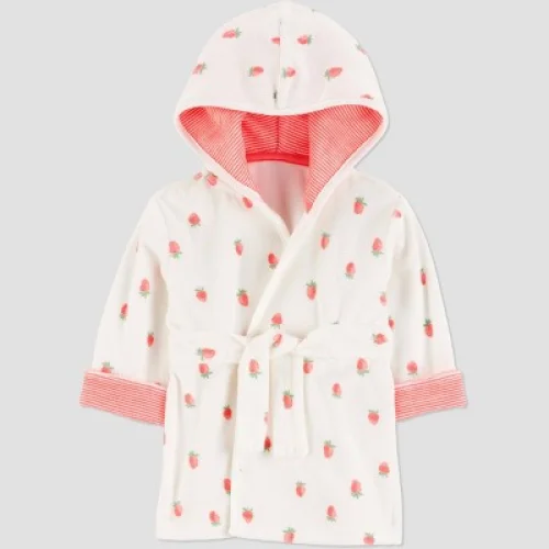 Carter's Just One You&reg;️ Baby Strawberry Robe - Pink: Midweight Terry Bath Wrap, Cotton-Polyester Blend, Machine Washable