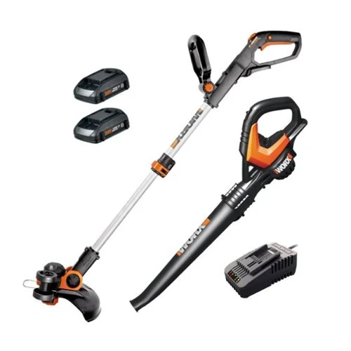 WORX - 20V Cordless String Trimmer and Air Blower Combo Kit (2 x 2.0 Ah Batteries & 1 x Charger) - Black