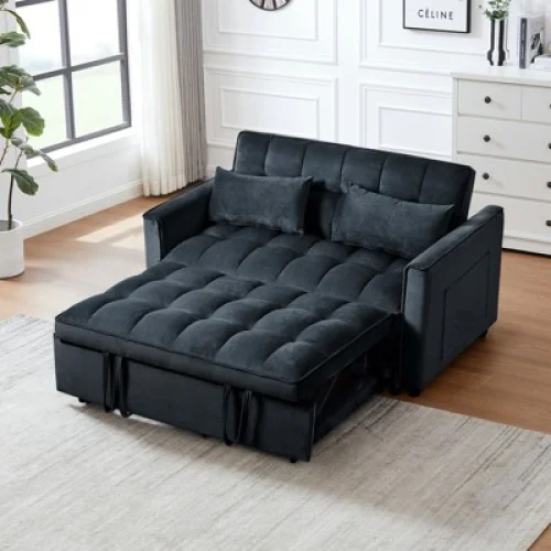 Spassway 3-in-1 Convertible Sleeper Sofa with Adjustable Backrest and Pillows for Living Room
