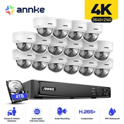 ANNKE 12MP 8CH 16CH NVR 4K 8MP Audio POE IP Security Camera System Color Night