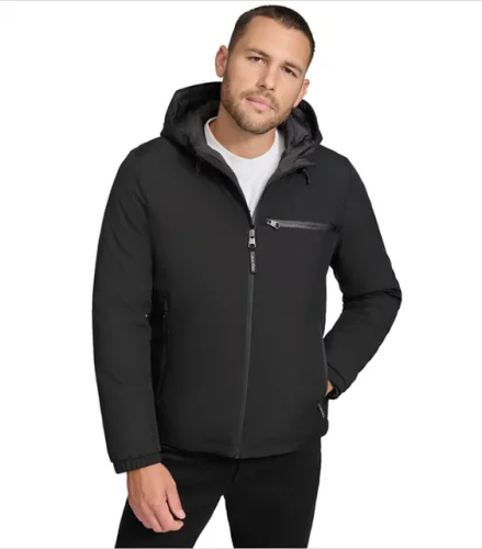 New Men's CK Calvin Klein Infinite Stretch Water-Resistant Hooded Jacket Coat