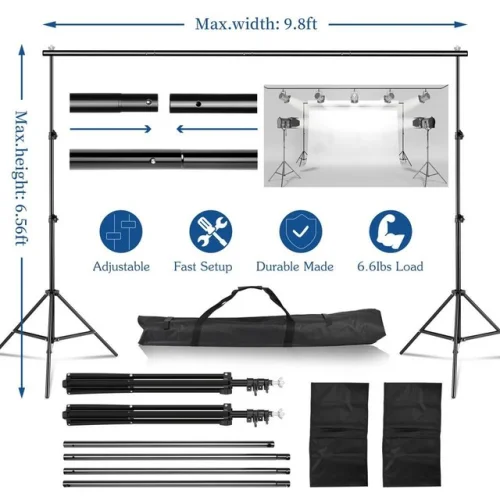10ft Heavy Duty Photo Video Studio Backdrop Background Support Stand with Bag