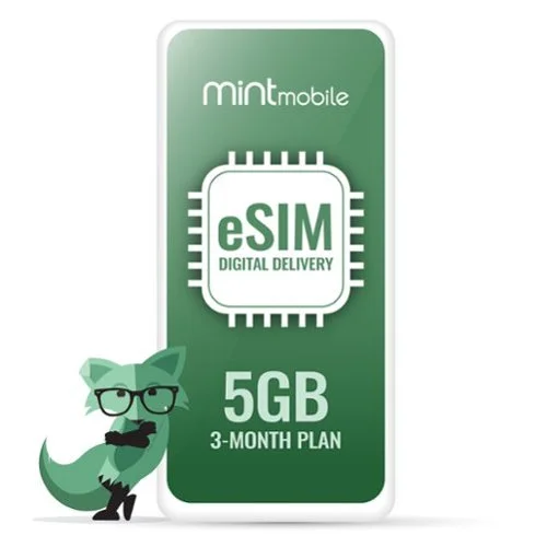 Mint Mobile - 3-Month 5GB eSIM Prepaid Plan (Digital Delivery) - Mint Green