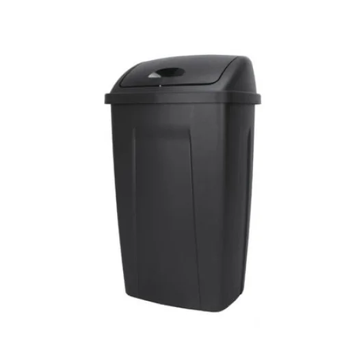 Mainstays Kitchen Trash Can, 13 Gallon Plastic Garbage Bin with Swing Top Lid, Black