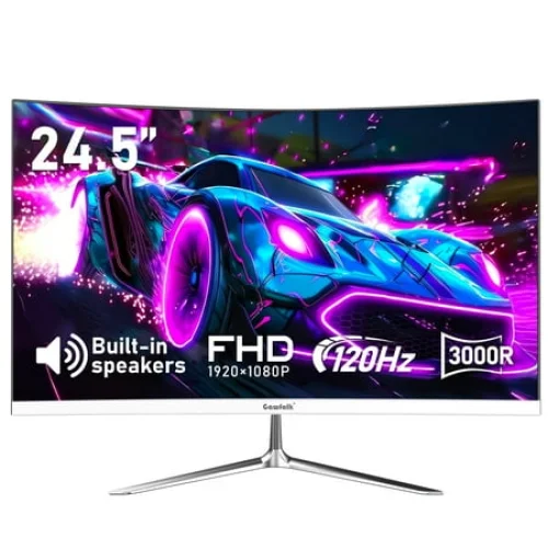 Gawfolk 24.5" Gaming Monitor Curved 1080P 120Hz with Built-in Speakers,Upports 75&times;75mm Wall Mount, Black