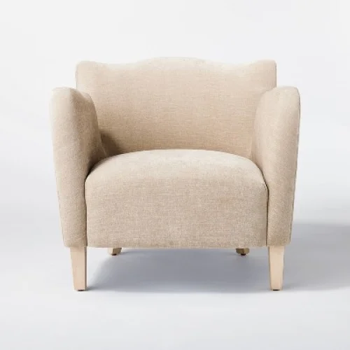 Wing Arm Accent Chair Velvet Beige - Threshold&trade; designed with Studio McGee Assembly Required