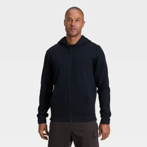 Men's Every Wear Fleece Full Zip Sweatshirt - Goodfellow & Co&trade; Black L