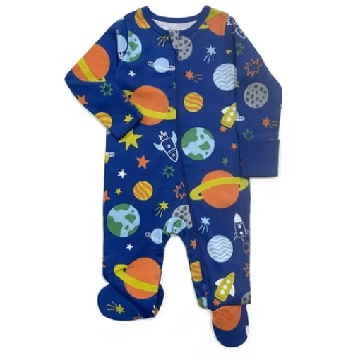 Wonder Nation Baby Boys or Girls Zip Front Footed Pajamas, Sizes Preemieie-6/9 Months
