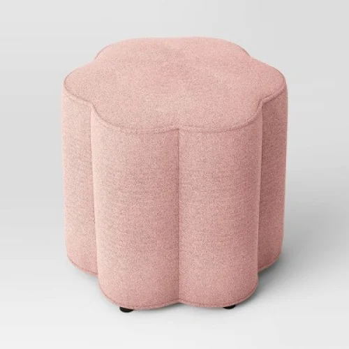 Scalloped Upholstered Ottoman Pink - Room Essentials&trade;