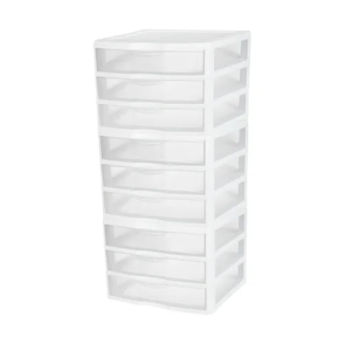 Sterilite Clear Plastic Stackable Small 3 Drawer Storage System, 3 Pack