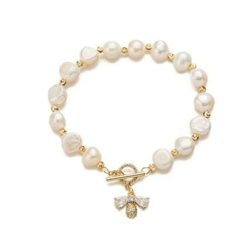 Clearance Under $5 Clearance! Pearl Bracelets for Women,Freshwater Pearls Crystal Bracelet Boho Bracelets Flash Of The Day Bead Bracelet Gifts Bracelet(Pearl Bee