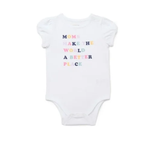 Garanimals Baby Girl Graphic Print Bodysuit with Short Puff Sleeves, Sizes 0-24 Months