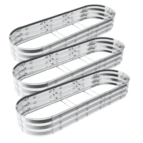 3 Pack Galvanized Metal Raised Garden Bed Planter Box, 67"D x 20"W x 10"H, 7 cu. ft. Silver