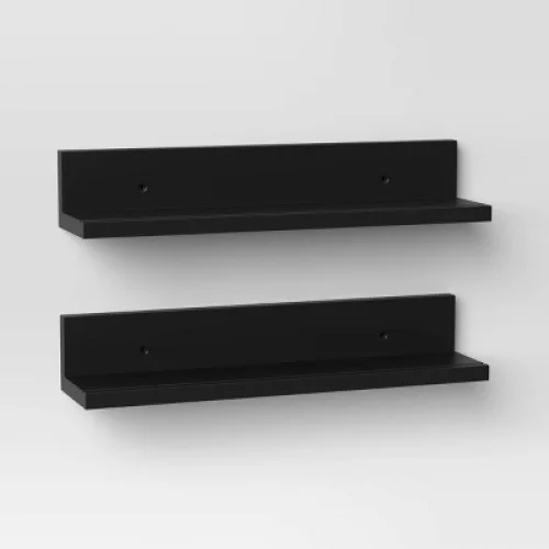 15" Wall Shelf Picture Ledge 2pk Black - Room Essentials&trade;