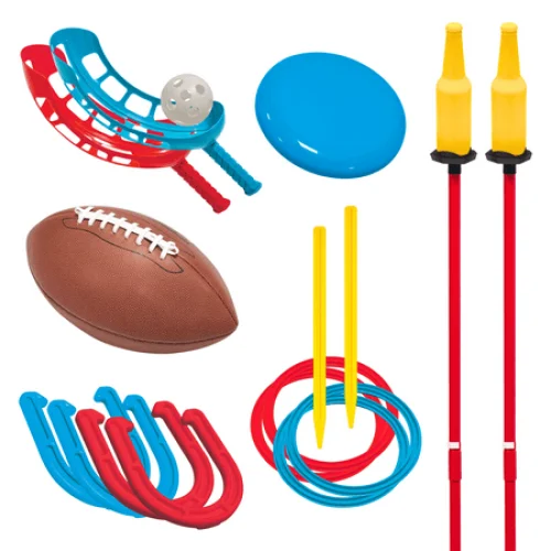 6-in-1 Sports Set, Multi-Game Pack for Outdoor Play, Includes Football, Disc, and More by MinnARK