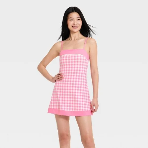 Women's Everyday Soft Active Court Dress - All In Motion&trade; Pink Gingham M