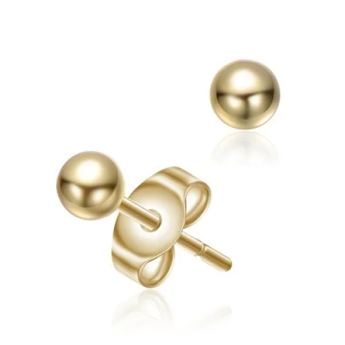 14k Gold Plated Round Ball Stud Earrings for Baby - Simple, Classic Jewelry Design