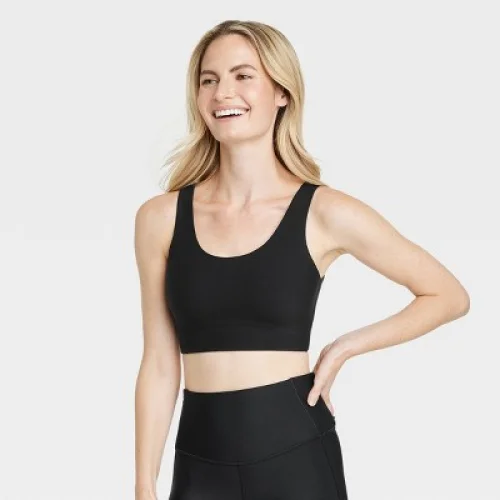 Women's Everyday Soft Medium Support Longline Sports Bra - All In Motion&trade; Black M
