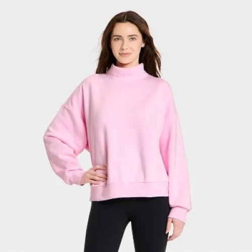 Women's Mock Neck Sweatshirt - JoyLab&trade;  Light Pink L