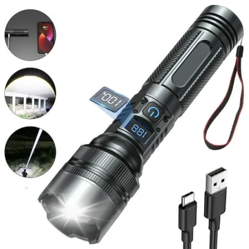 2 Pack TEIPUERY Flashlight 150000 High Lumens LED Rechargeable Handheld Flashlight with 5 Modes