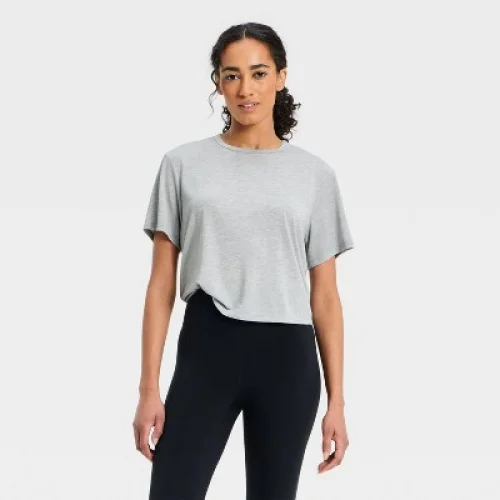 Women's Beyond Ease Short Sleeve Boxy T-Shirt - All In Motion&trade; Heathered Gray M
