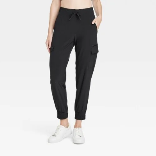 Women's Active Light Mid-Rise Cargo Jogger Pants - All In Motion&trade; Black M