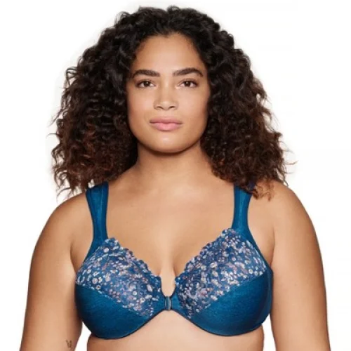 Glamorise Womens WonderWire Front-Closure Underwire Bra 1245 Dark Denim 36D