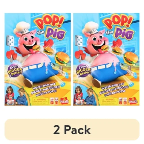 (2 pack) Goliath Pop the Pig Children's Game - Belly-Busting Fun, Feed Him Burgers, His Belly Grows