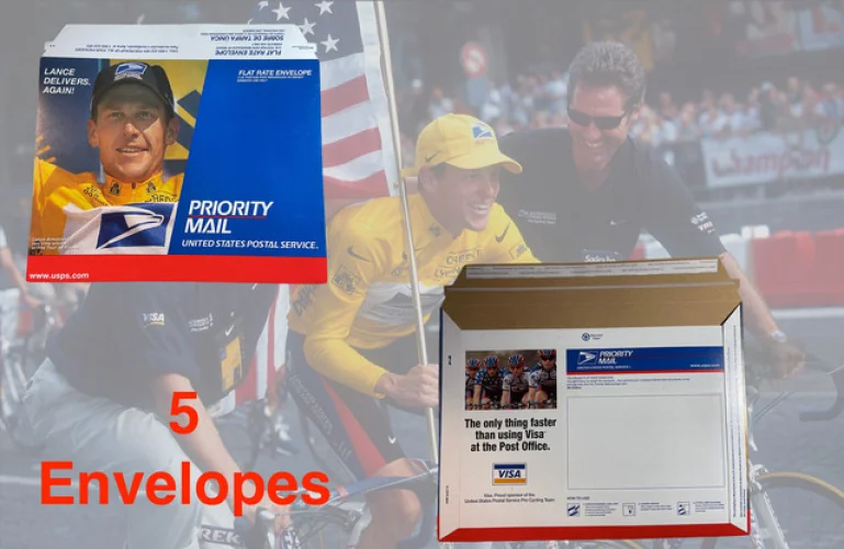 5-PACK MINT Condition VINTAGE 2000 Lance Armstrong Tour de France Envelopes 11z