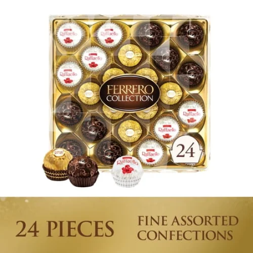 Ferrero Collection Gourmet Gift Box, 24 Assorted Chocolate with Dark Chocolate, Coconut, and Milk Chocolate, 9.1 oz
