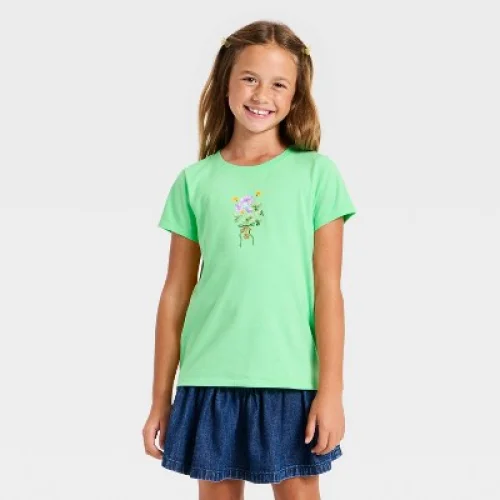 Girls' Short Sleeve St. Patrick's Day 'Floral' Graphic T-Shirt - Cat & Jack&trade; Lime Green M