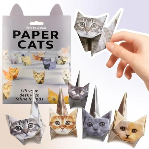 Fold Your Own Paper Cats Origami Kit/50 Sheets Real CatBreeds Craft Activity 11z