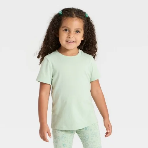 Toddler Girls' Short Sleeve Solid T-Shirt - Cat & Jack&trade; Light Sage 2T