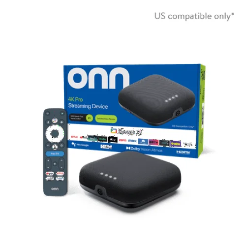 onn 4K Pro Streaming Device, Google TV with Gemini* - Ultra-fast Streaming, Stunning 4K UHD, 32GB Storage, 3GB RAM, Dolby Vision & Atmos, Find My Remote with Backlight, Ethernet Port