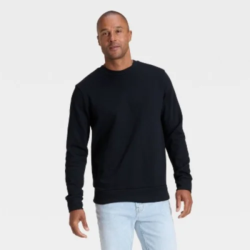Men's Every Wear Fleece Crewneck Sweatshirt - Goodfellow & Co&trade; Black L