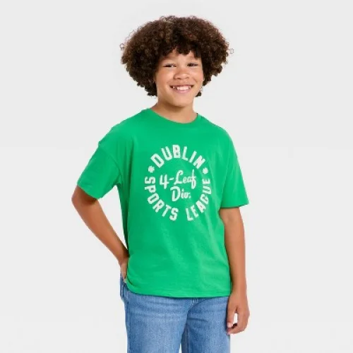 Boys' Short Sleeve St. Patrick's Day 'Dublin Sports League' Graphic T-Shirt - Cat & Jack&trade; Green M