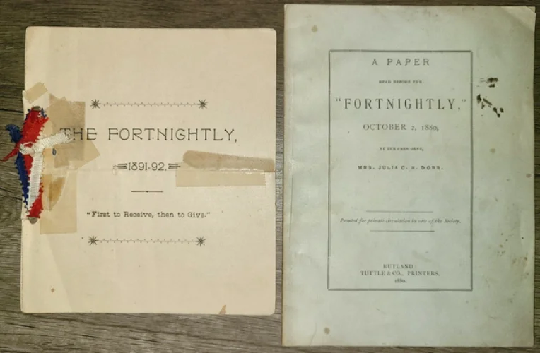 SIGNED! Antique paper booklets, The Fortnightly, Rutland - Julia C.R. Dorr, 1880
