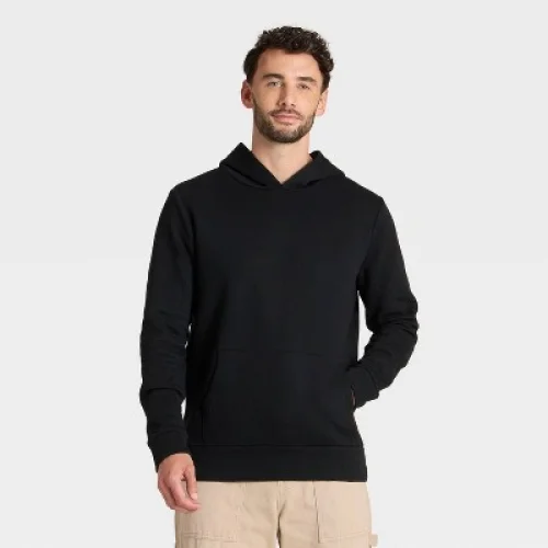 Men's Every Wear Fleece Hooded Sweatshirt - Goodfellow & Co&trade; Black L