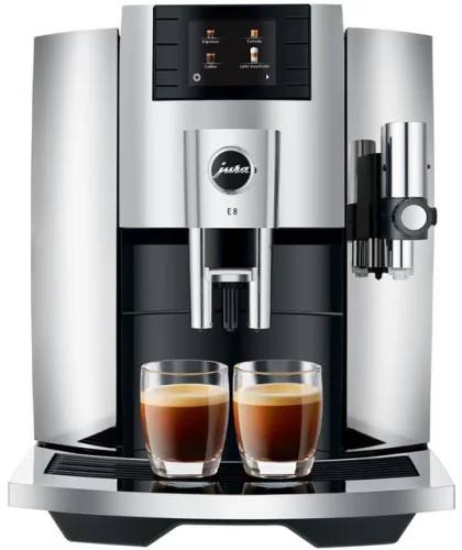 Jura E8 Automatic 17 Drink 64 oz Coffee Machine (Chrome) - Refurbished