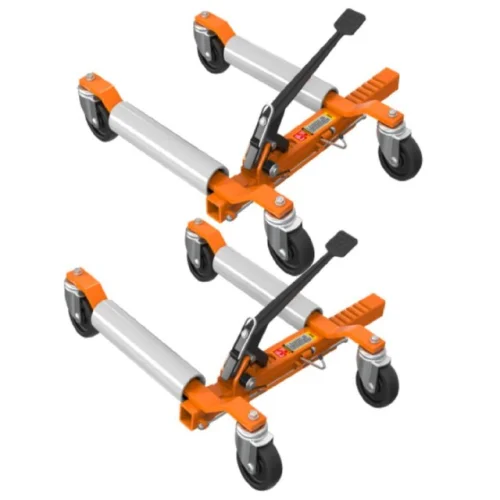 2x 3000-lbs Car Wheel Dolly Jack, 12" Wheel, for Auto Tire Moving, Orange