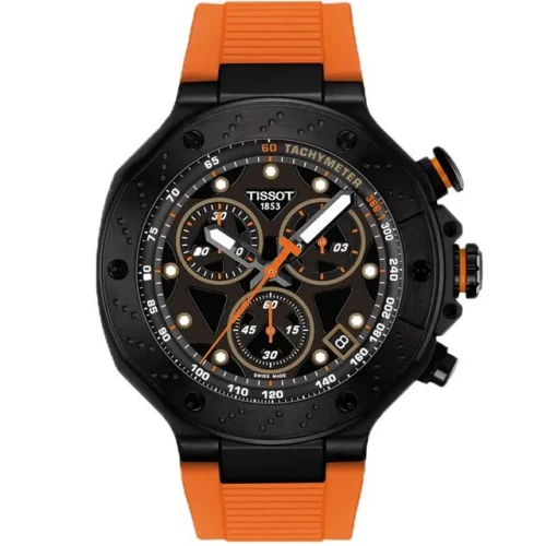 Tissot  T-Race Chronograph Quartz Black Dial Orange Strap T1414173705102