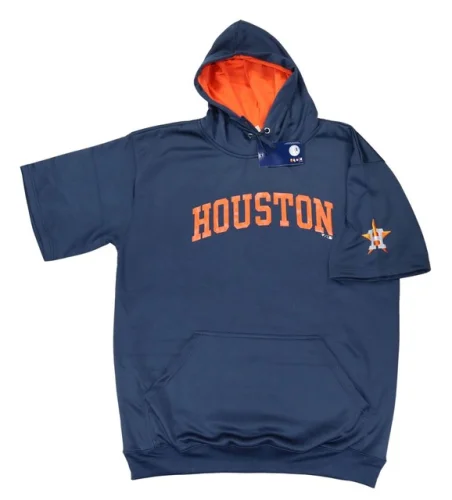 Houston Astros Short Sleeve Kangaroo Pocket Drawstring Hoodie Sweatshirt NWT