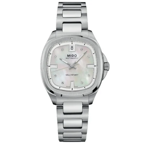 New Mido Multifort TV 35mm White Mother-Of-Pearl Women's Watch M0493071110600