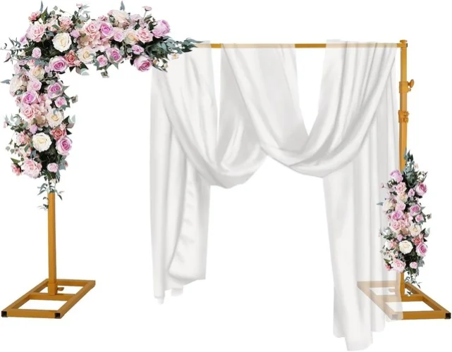 Heavy Duty Pipe and Drape Stand, 10x10 FT Adjustable Gold Backdrop for Wedding