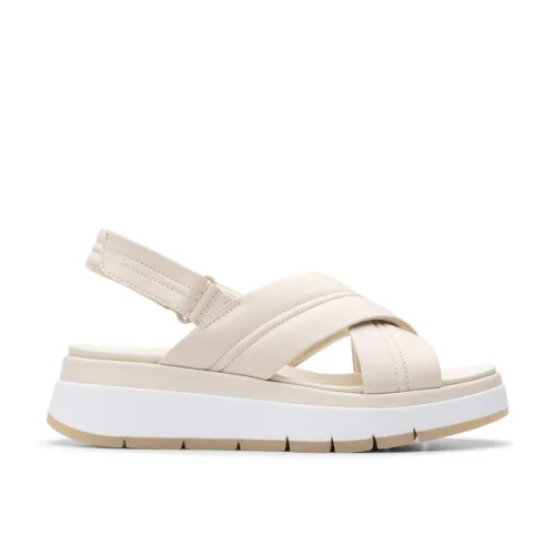 Clarks Womens Tuscan Cross White Leather Active  Sandals Shoes