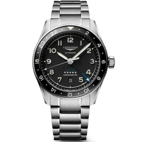 NEW Longines Spirit Zulu Time 42mm Black Dial Steel Men's Watch L38124536