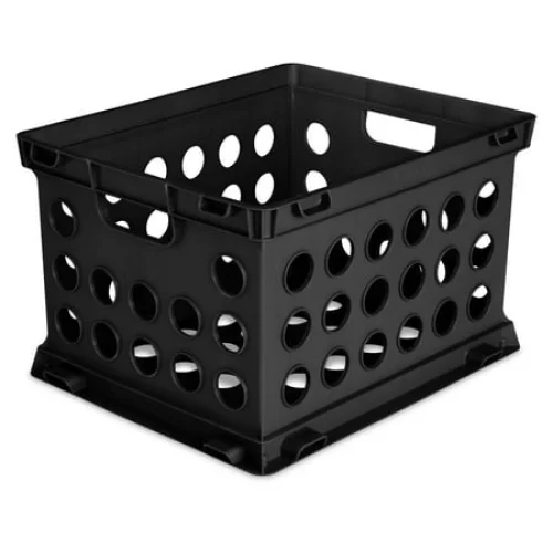 Sterilite File Crate, Versatile Plastic Bin with Handles, Letter or Legal File Storage, Black, Standard Size